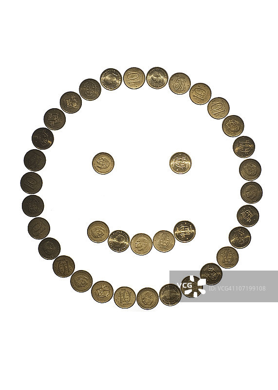 硬币排列成笑脸图片素材