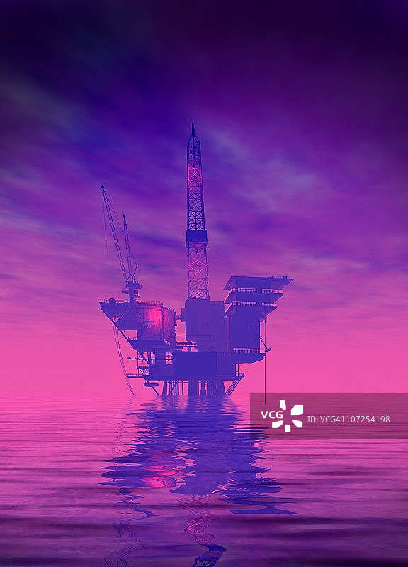 石油钻井平台艺术作品图片素材