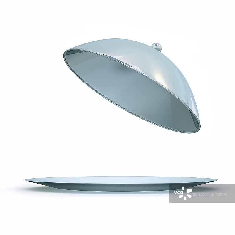 在银色穹顶托盘上展示图片素材
