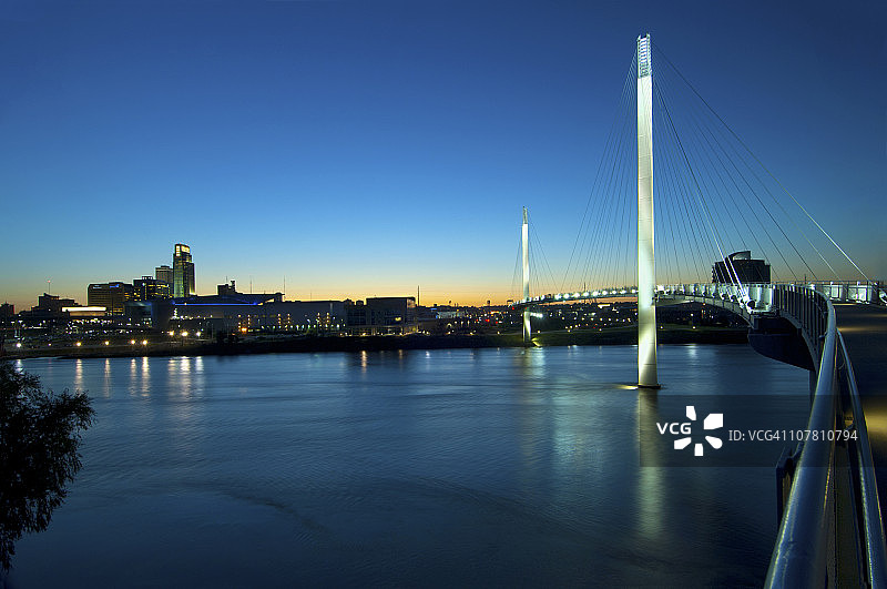 内布拉斯加州奥马哈市的鲍勃·克里人行天桥图片素材