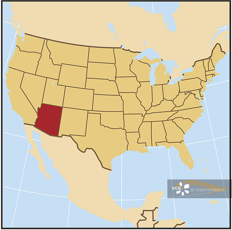 亚利桑那州参考地图图片素材