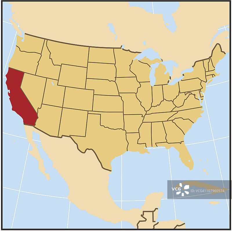 加利福尼亚州参考地图图片素材
