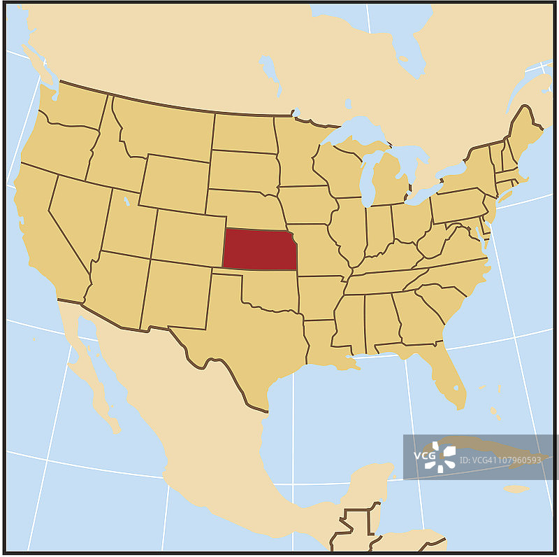 堪萨斯州参考地图图片素材