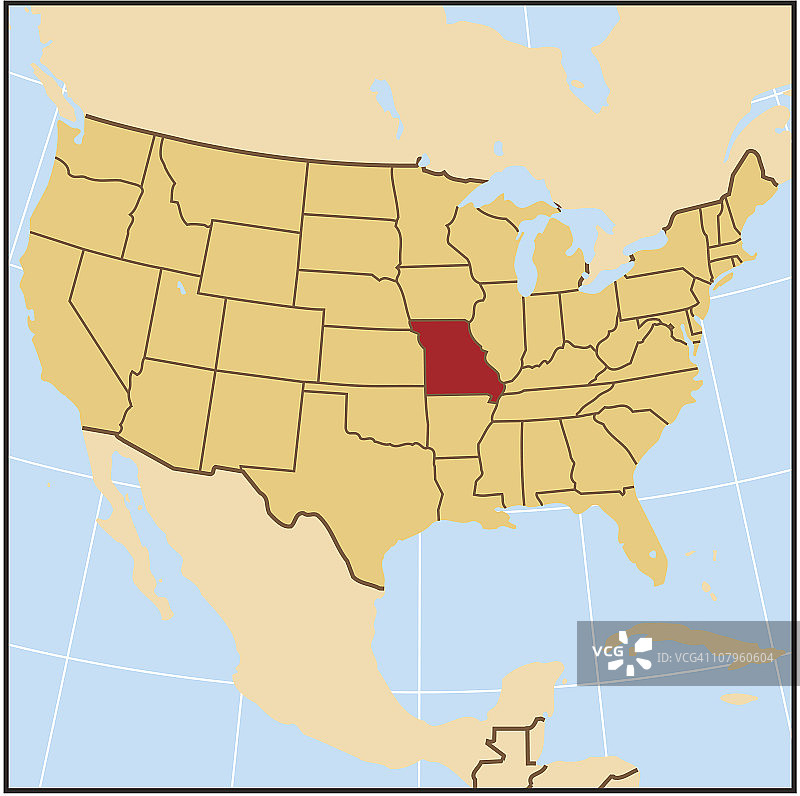 密苏里州参考地图图片素材