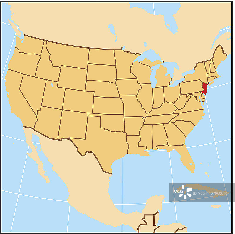 新泽西州参考地图图片素材