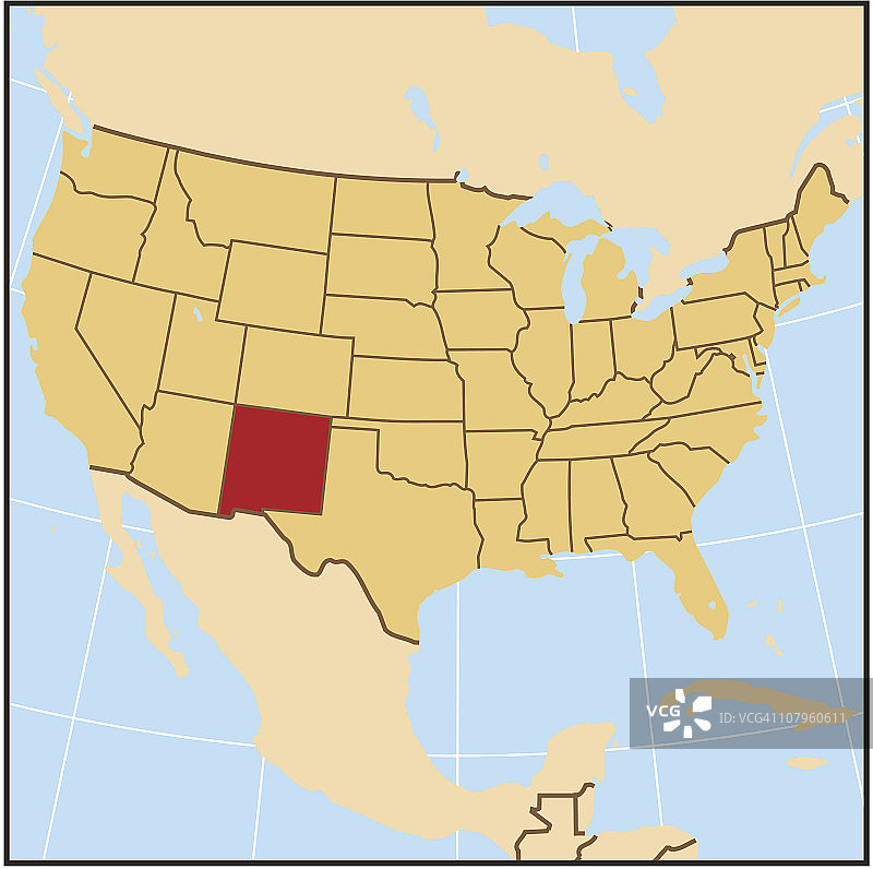 新墨西哥州参考地图图片素材
