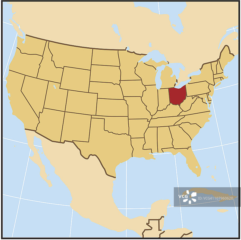 俄亥俄州参考地图图片素材