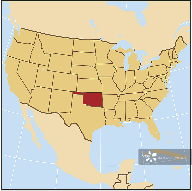 俄克拉何马州参考地图图片素材