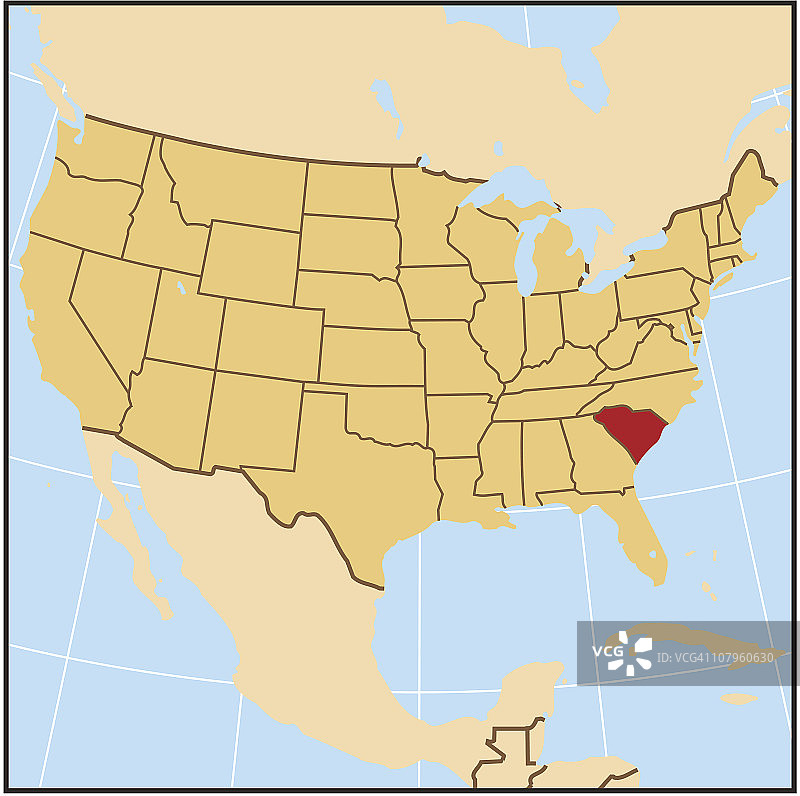 南卡罗来纳州参考地图图片素材