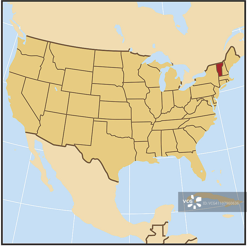 佛蒙特州参考地图图片素材