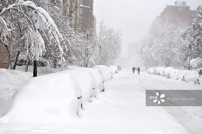 被雪覆盖的街区汽车图片素材