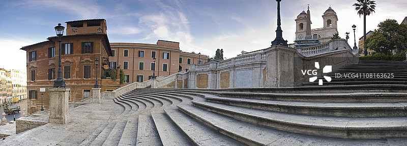 日出时罗马的西班牙阶梯图片素材