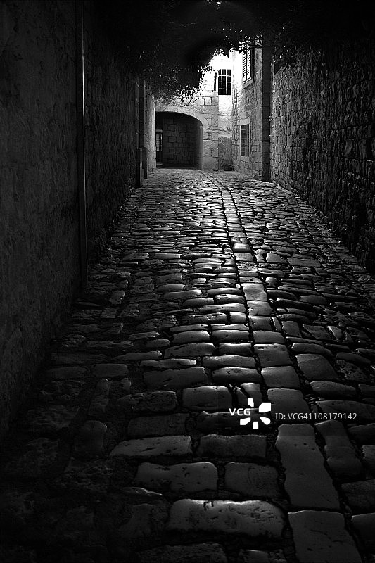 克罗地亚特罗吉尔夜景街景图片素材