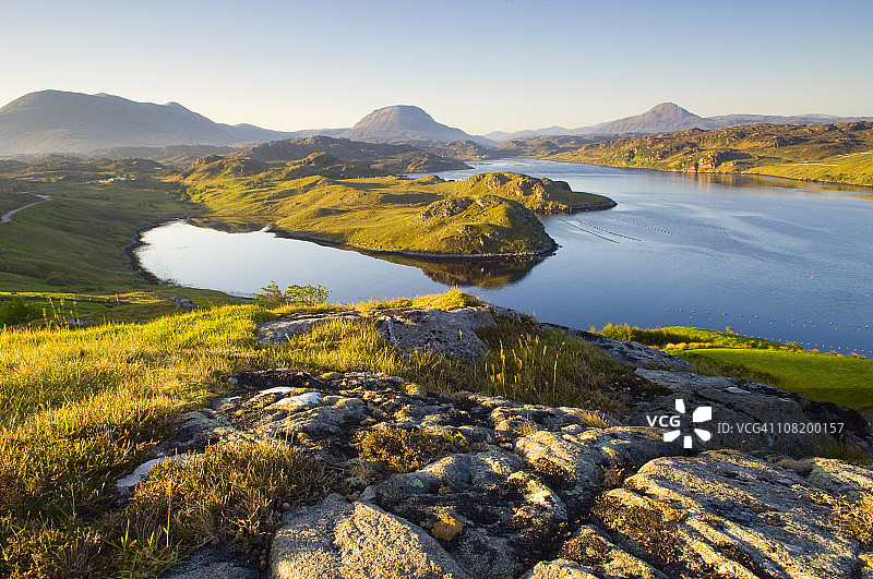 因查德湖的清晨光线图片素材