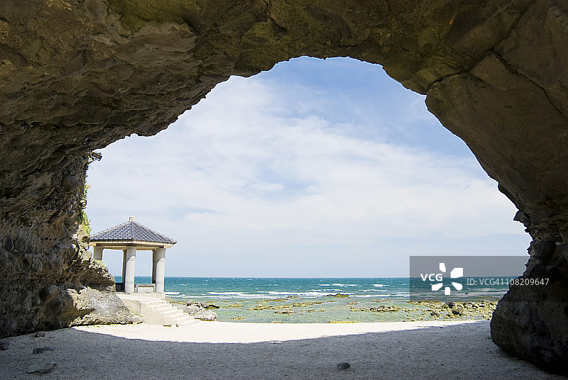 中国传统凉亭海景图片素材