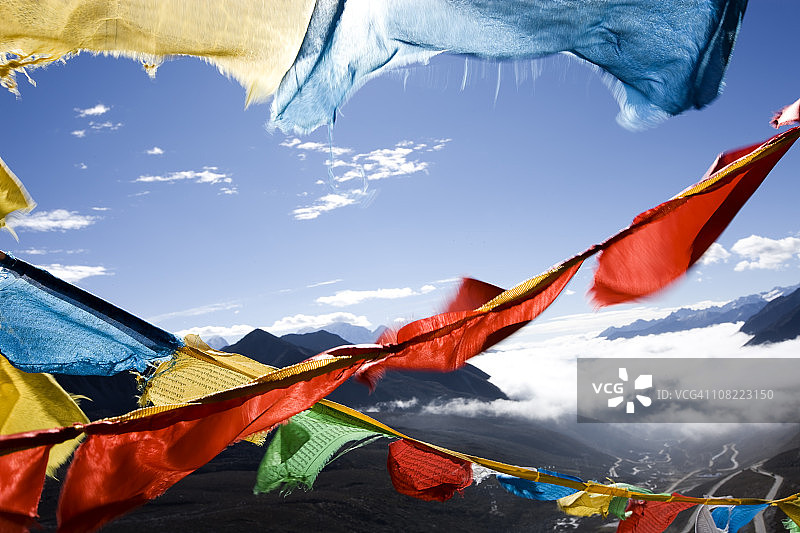 西藏祈祷旗图片素材