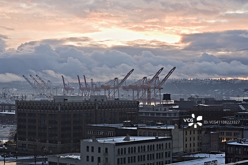 西雅图雪景城市风光图片素材