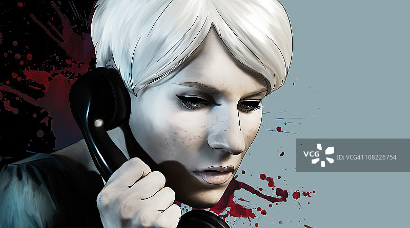 迷迭香在电话旁图片素材