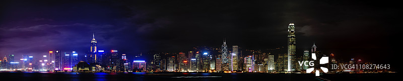 香港岛夜间全景图片素材