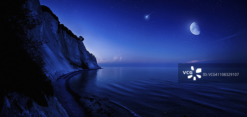 山海夜景图片素材
