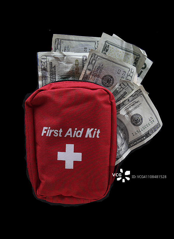 带现金的急救箱图片素材