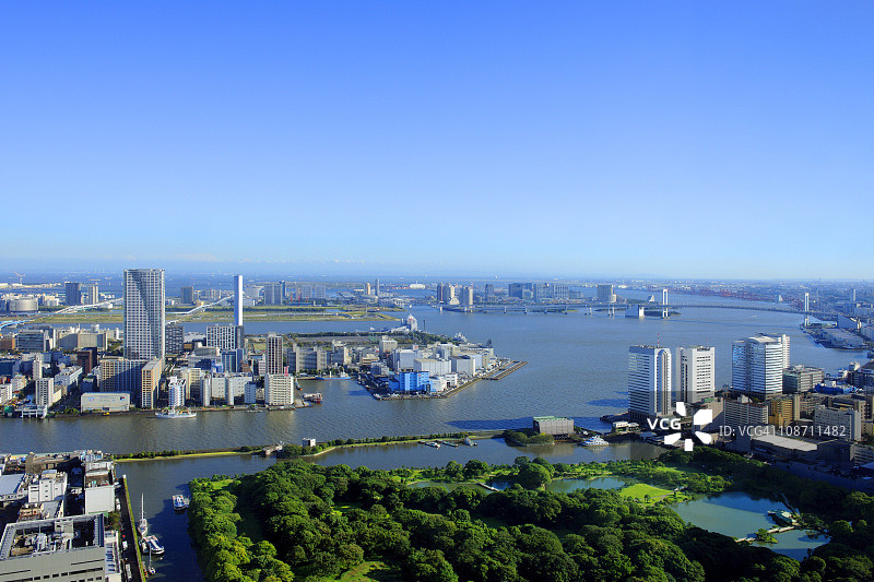 东京御台场和东京湾城市风光，日本本州岛图片素材