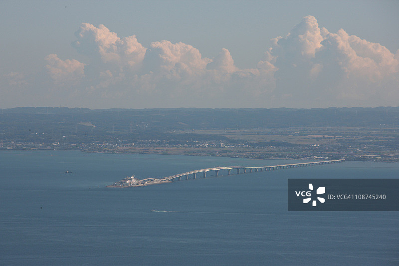 东京湾水线，日本本州千叶县木更津市鸟瞰图图片素材