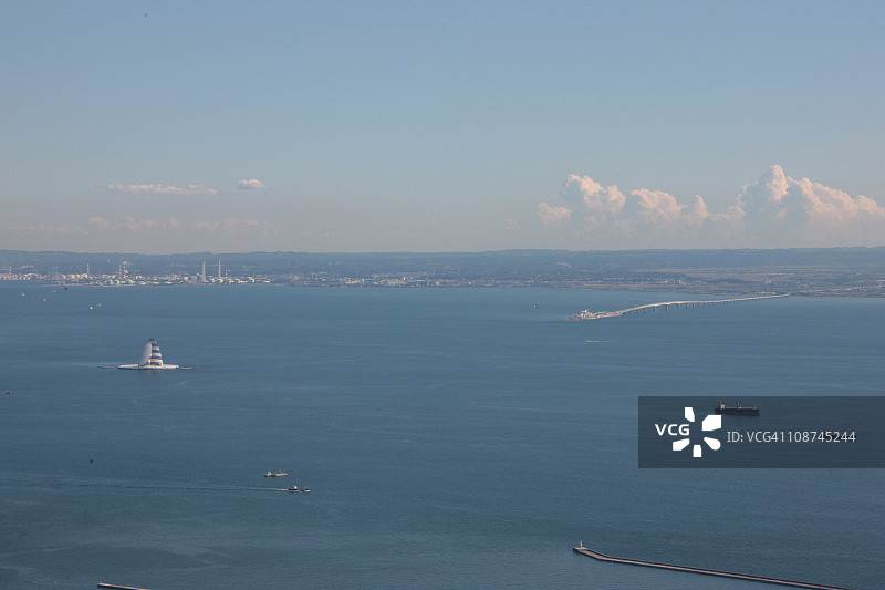 东京湾水线，日本本州千叶县木更津市鸟瞰图图片素材