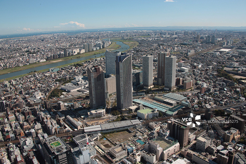 航拍日本神奈川县川崎市中原区图片素材