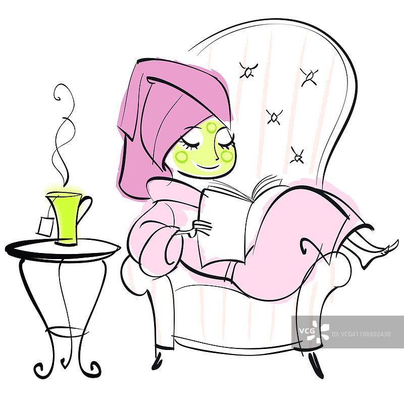 戴着面膜看书的女人图片素材