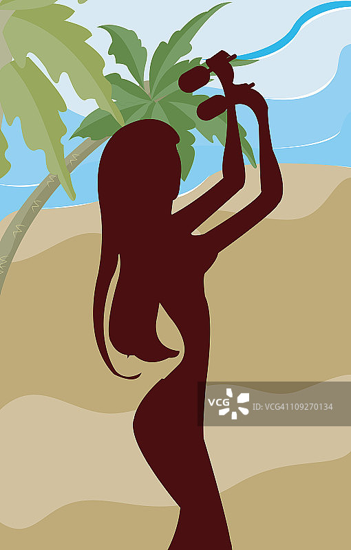 演奏沙槌的女子剪影图片素材