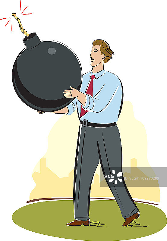 拿着一个大炸弹的商人图片素材