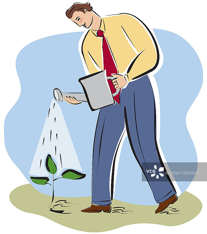 商务人士浇灌植物图片素材