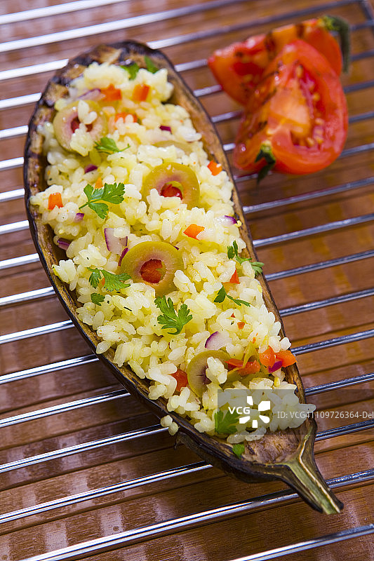 米饭酿茄子图片素材