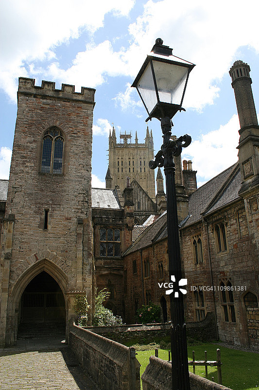 维卡斯 cloister 和威尔斯座堂，萨默塞特郡威尔斯图片素材