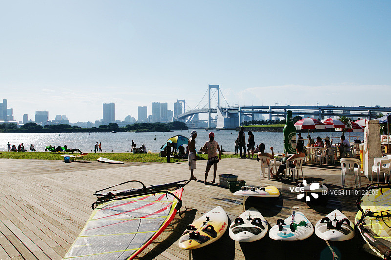 台场建筑海滩休闲活动图片素材