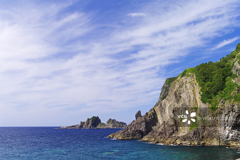 积丹半岛海岸线岩石地貌海景图片素材