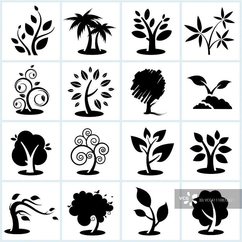 黑色树木图标图片素材