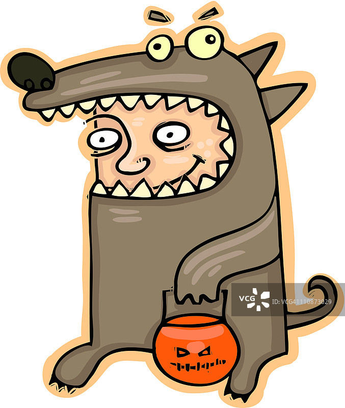 穿着狼服装的孩子图片素材