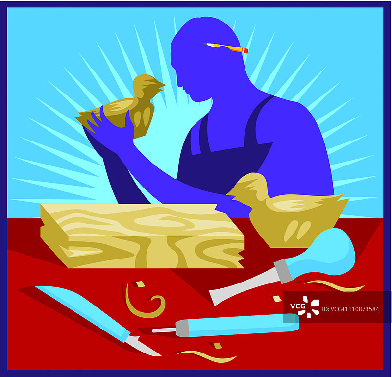 木匠与木雕图片素材