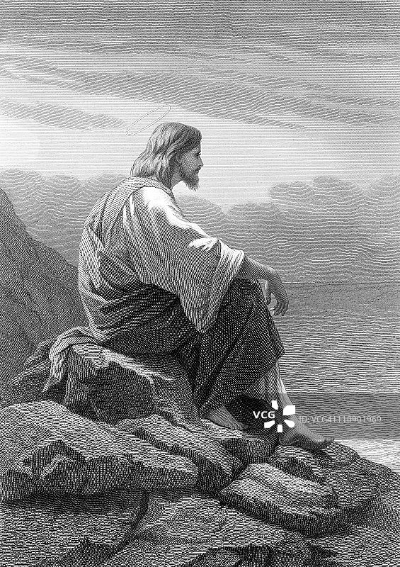 基督在海边休息图片素材