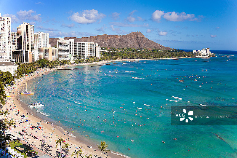夏威夷钻石山威基基海滩图片素材