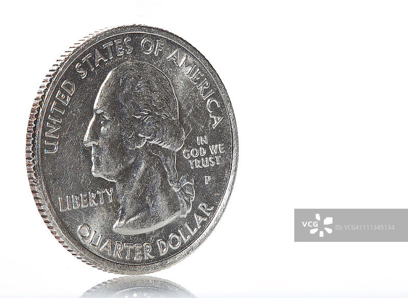 美国二五分硬币图片素材