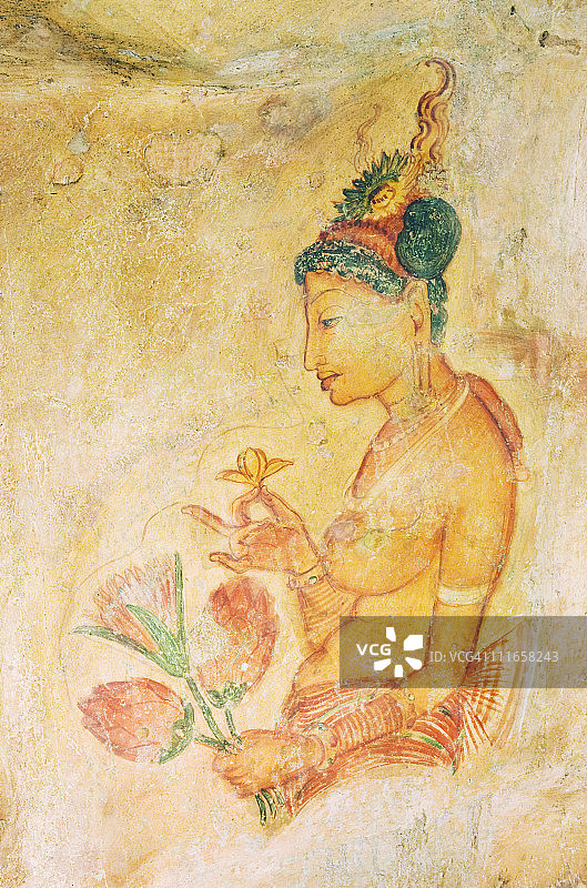 斯里兰卡锡吉里耶岩石上的少女图片素材