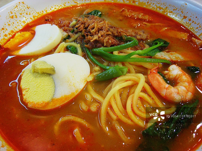 香辣虾肉汤面图片素材