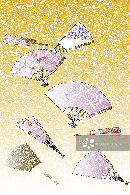 日本绘画CG，扇子图片素材
