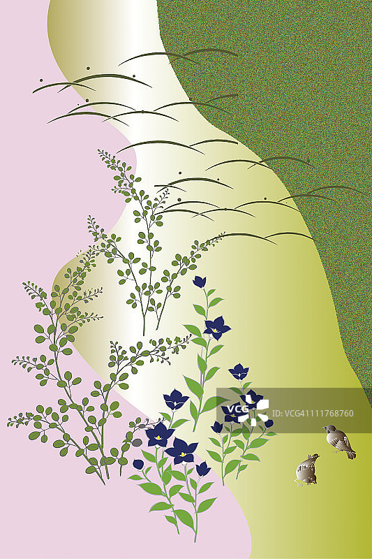 秋季花卉日式绘画CG图片素材