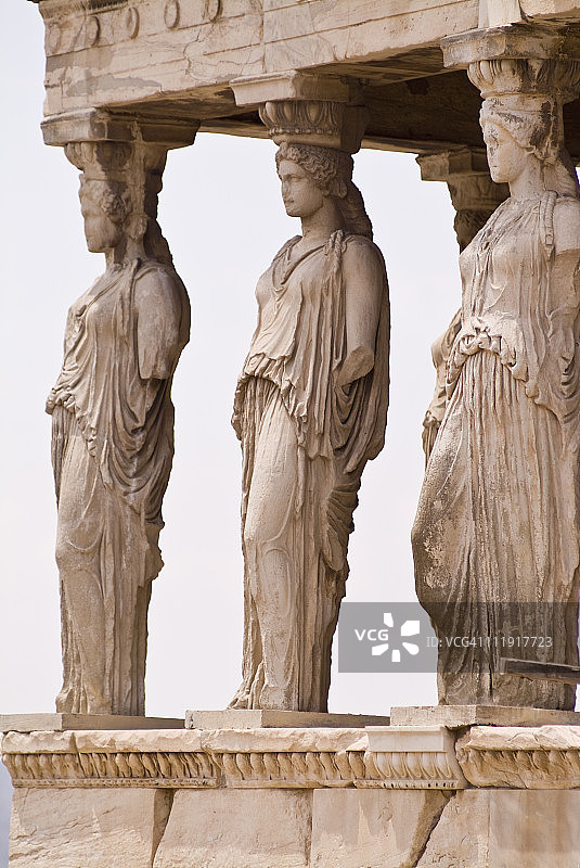厄瑞克忒翁柱廊的 Caryatid 雕像图片素材