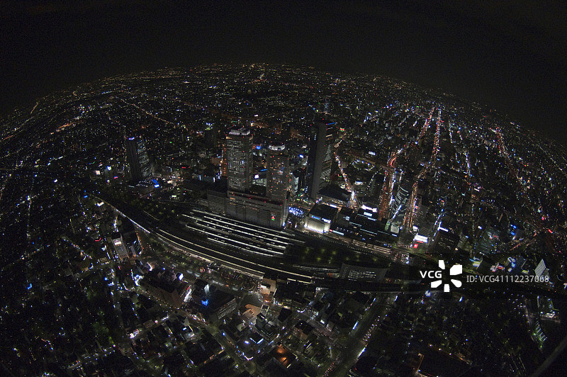 名古屋站（名驿）夜景，鸟瞰图图片素材