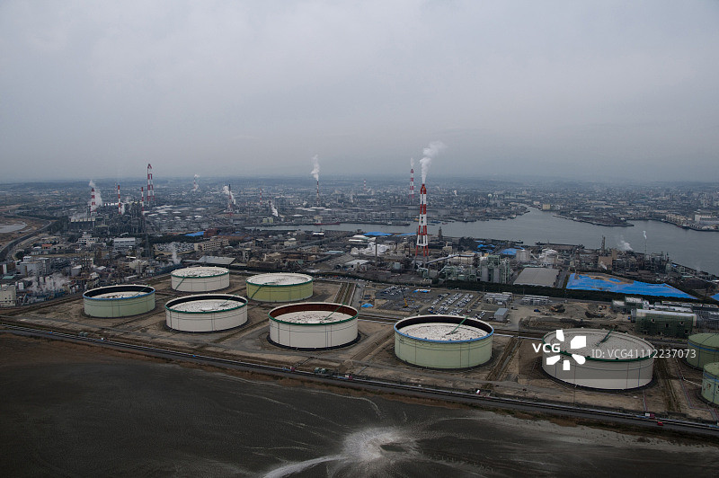 四日市工业区鸟瞰图图片素材